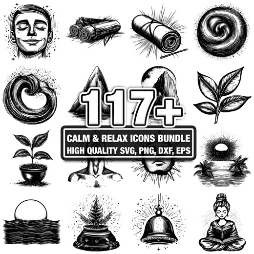 117+ Calm & Relax Icons SVG Bundle,instant Digital Download Png, Dxf, Eps, Svg, Cricut Cut Files, Silhouette, Commercial Use - Etsy