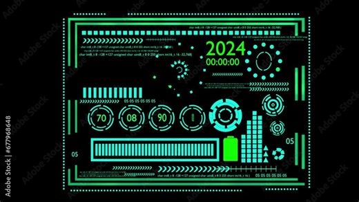 2024 wireframe display data UI tech screen Infographic futuristic hud elements 4k animated futuristic nuclear reactor dashboard graphic sliders bars loads data 3D human motion indicators graphs hud