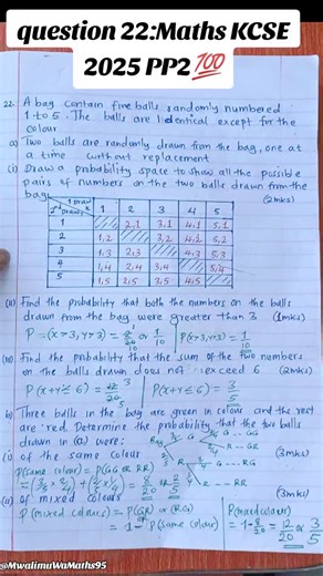 KCSE CLASS OF 2025 .YOU CAN COUNT HOW MANY YOU. SCORED IN THIS QUESTION ON PROBABILITY #FollowToJoin #onlinemathematics #mwalimuwamaths95 #followersreelsfypシ゚viralシfypシ゚viralシ | Mwalimu wa Maths