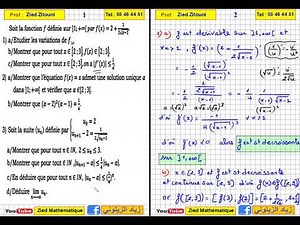09 - Dérivabilités Et Suites Réelles. Correction Exercice Bac Math/ Science / Technique / Info.