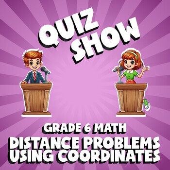 Distance Problems Using Coordinates QUIZ SHOW Math Game - No Prep Grade 6 Review
