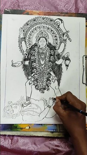 maa kali drawing pencil sketch #drawing #shorts🙏😱🎉🎨