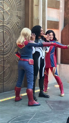 Avengers Campus Captain Marvel, Monica Rambeau & Ms. Marvel pose for photos - Disney CA 2/8/26