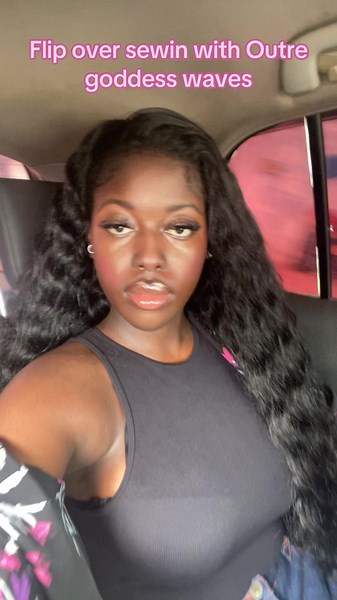 Curly Sew In Hairstyle with Outre Goddess Waves