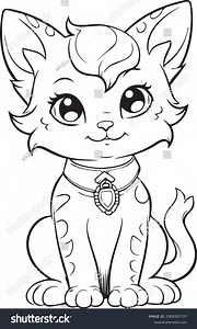 Cat Vector Line Art Cartoon Style Stock Vector (Royalty Free) 2305557737 | Shutterstock