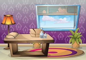 cartoon vector illustration interior spa room with separated layers...