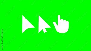 Cursor clicking animation on a green screen background. Three types of moving cursors clicking. Technology animation for video or business. Stock Video