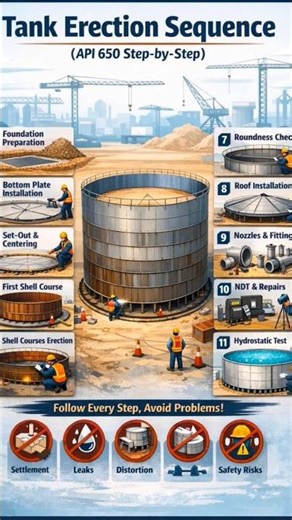 🛢️API 650 tank installation step-by-step#pipelining #tank #Short#youtubshorts