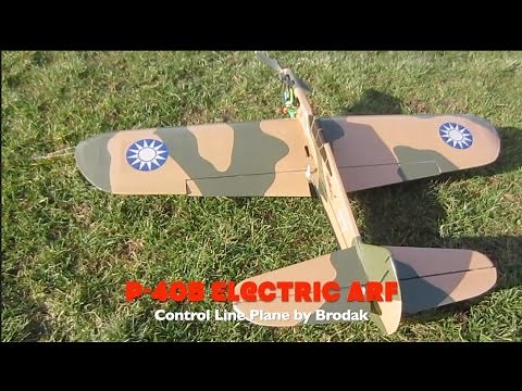 P40B Electric ARF Control Line Plane Maiden Flight