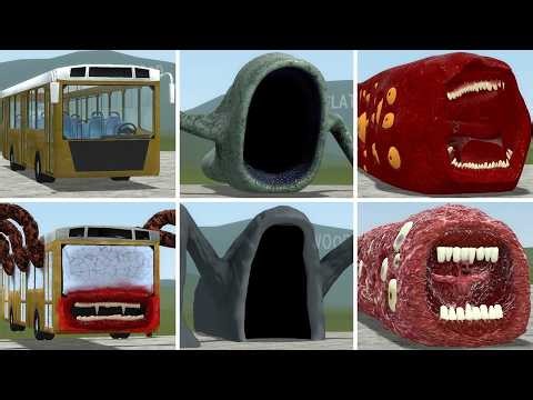 OLD AND NEW UPDATE: BUS EATER, SEA EATER, TRAIN EATER VS ALL TREVOR HENDERSON MONSTER BATTLE In GMOD