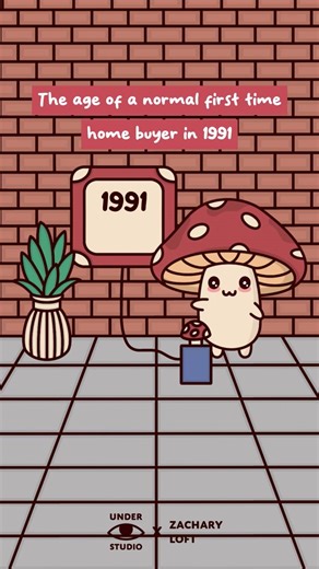 123K views · 1.6K reactions | The Median Age Of A First Time Home Buyer  Mushie Surviving | Original Video: Under Studio x Zachary Loft #relatable #house #home #buy #realestate #age #animation #mushroom #understudio | Under Studio | Facebook