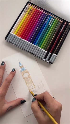 Big Ben Drawing | Simple Landmark Sketch Art Short #bigben #england #drawing #art #shorts #colors