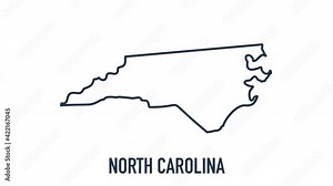 Line animated map showing the state of North Carolina from the united state of america. 2d map of North Carolina.