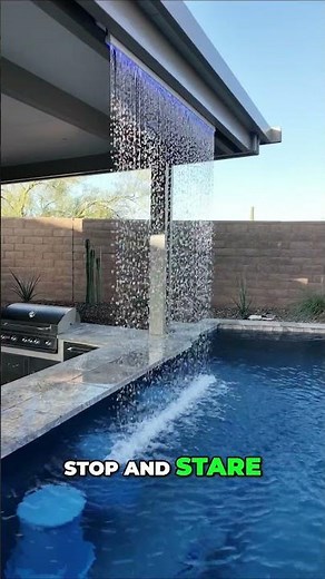 Outdoor Kitchen Design 🔥 Backyard Waterfall Feature & Living Space