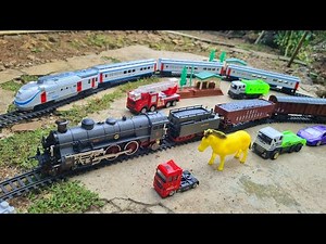 Unboxing mainan baru Merakit Mainan Kereta Api Uap Mainan Kereta Api Listrik Kereta Remote Control