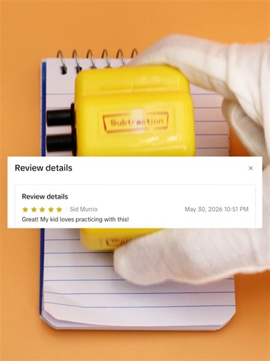 The Math Teacher roller stamp is the easiest way to get your kid doing daily math practice without the fight. Just roll it across the page and it prints fresh addition, subtraction, multiplication, and fill in the blank questions every single time, so you never run out of math worksheets again. When they finish, scan the page with the free app and it grades their work for you and circles the mistakes, which makes it a real time saver for busy parents, homeschool moms, and classroom teachers. It 