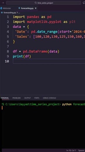 data science time series forecasting python #sayyednasarali #coding #datascience #shorts