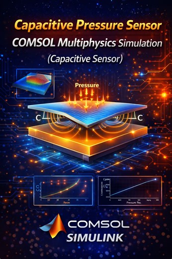 Matlab projects Code on Instagram: "Capacitive Pressure Sensor | COMSOL Multiphysics Simulation (Capacitive Sensor) This project demonstrates the design and simulation of a Capacitive Pressure Sensor using COMSOL Multiphysics. 🔬 Key aspects covered: ⚙️ MEMS capacitive sensor structure 📐 Diaphragm deformation under applied pressure ⚡ Electrostatic field distribution 📊 Pressure vs Capacitance characteristics 📈 Sensitivity and linearity analysis The simulation helps understand the working princ