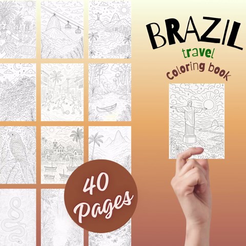 Brazil Coloring Pages Printable PDF – Premium South America Coloring Book – Amazon, Rio, Carnival & Wildlife – Travel Coloring Pages - Etsy