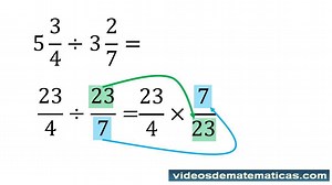 Ejemplos de división de fracciones y ejercicios propuestos | videosdematematicas.com