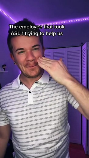 When you’re in too deep and can’t tell the employee you’re not actually deaf 😭 #asl #americansignlanguage #learnasl #CC #signlanguage #Coda #drunkcrier | Jon Urquhart