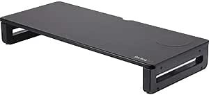 StarTech.com Monitor Riser Stand with Wireless Charging Pad - 15W Qi Charger (Fast Wireless Charge) - Height Adjustable Computer Monitor/Laptop Riser Stand for Desk w/Phone/Tablet Charger (MONSTADQI)