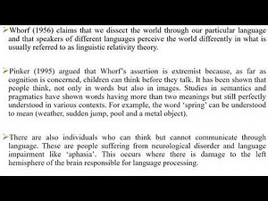 Psycholinguistics - Lesson 11 - Language and Thought