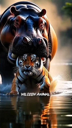 Hippopotamus vs Tiger | Brutal River Fight in the Wild 🦛🐅 #shorts