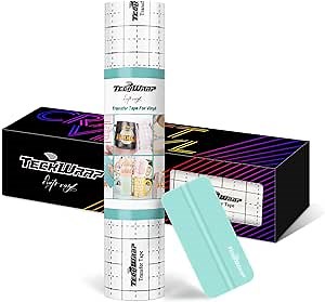 TECKWRAP Transfer Tape for Vinyl Medium Tack 12” x 30FT Alignment Black Grid Application Tape Perfect for Craft Adhesive Vinyl for Signs,Stickers,Decals,Walls,Doors, Windows
