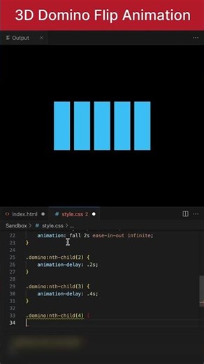 3D Domino Flip Animation using HTML and CSS #shorts