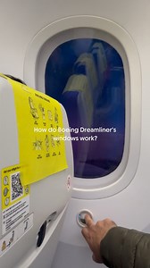 Here’s more details.. They use electrochromic technology developed by Gentex Corporation. A gel layer between glass panels changes opacity when voltage is applied, allowing light control without mechanical shades. Passengers can select from five dimming levels using a control panel below the window, while cabin crew can override settings. This system reduces cabin glare, improves thermal efficiency, and enhances the overall in-flight experience. #BoeingDreamliner #Boeing787 #ElectrochromicWindow