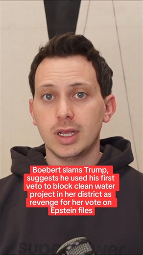 MeidasTouch on Instagram: "NEWS: Trump uses his first veto to derail a unanimous bipartisan bill to deliver clean drinking water to rural Colorado in Rep. Lauren Boebert’s district, with Boebert accusing him of retaliation over her Epstein-files vote and others pointing to revenge for Colorado’s refusal to release a Trump ally imprisoned for 2020 election–related crimes."