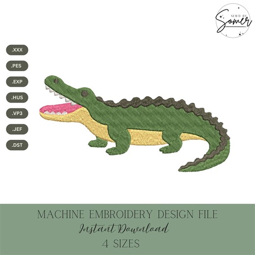 Alligator Machine Embroidery File: Animal Stitch File (instant Download, 4 Sizes) - Etsy