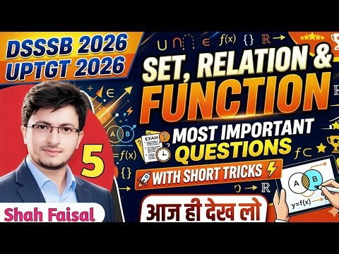DSSSB / UPTGT Maths 2026 🔥 | Relation & Function Important Questions + Short Tricks