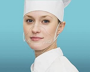 Clear Mask Pro (10 Pack), Clear Hygienic Open Mouth Shield For Restaurants, Food Handlers and Retail -Ultralight Weight Recyclable Mask. -Not For Protection.