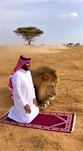 A Lion Runs Toward a Man in Prayer — Then Something Unexpected Happens