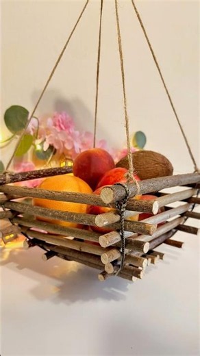 DIY Fruit Basket from Tree Branches🍃🍊 #diy #handmade #homedecor #craft #creative #shorts #recycle