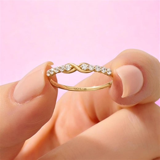 14k Solid Gold Infinity Diamond Ring, Half Eternity Wedding Band for Women, Pave Diamond Infinity Symbol Ring, Forever Promise Gift - Etsy