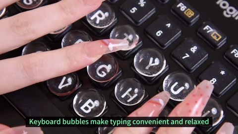 Bubble Keyboard Typing Stickers for Long Nails, High Clear Long Nail Protector Raised Keyboard Round Button for Nail Art, Self Adhesive Protective Nails Stickers for Laptop PC Desktop Computer, 64 PCS