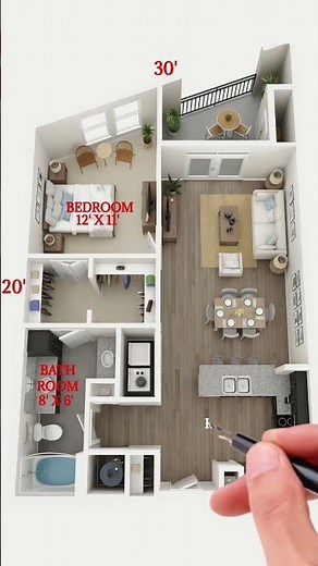 Modern 1BHK Floor Plan | Compact & Stylish House Design