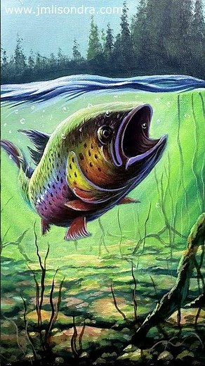 Rainbow Trout Painting / JMLisondra #shorts #painting #acrylicpainting #easypainting #howtopaint