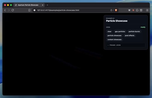 Aperture's particle system came together in just a few hours.Agents studied years of particle-system work — engine docs, open-source implementations, Unity Shuriken patterns, examples, research notes — then helped adapt the useful ideas into Aperture’s own #WebGPU + ECS architecture.