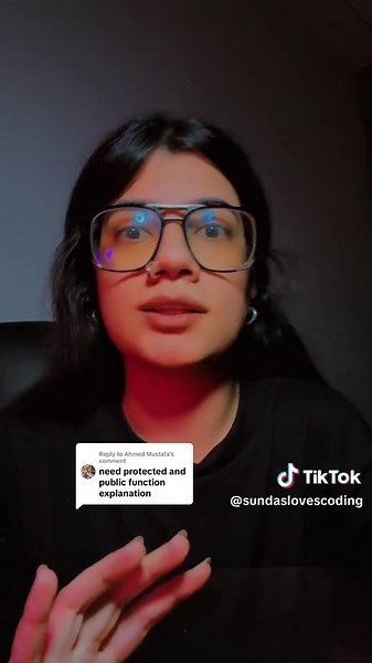 Replying to @Ahmed Mustafa Difference between public and protected functions 😜 #webdevelopment #programming #coding #codinglife #sundaslovescoding #thatnerdstudio #trending #coding #javascript #trending #tech