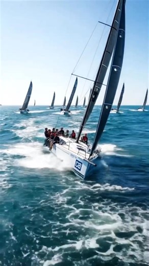 3.5K views · 36 reactions | ⛵ Sailing Racing! The wind is fierce, the waves are wild, and the yachts are flying across the ocean — pure speed, precision, and adrenaline! ⚓ Every tack and turn counts when victory is just one gust away. #SailingRace #YachtLife #AdrenalineSailing #OceanAdventure #SailingVibes | Love Sailing | Facebook