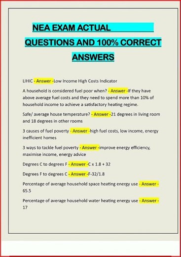 Nea Exam Actual Questions And 100 Correct Answerspdf video