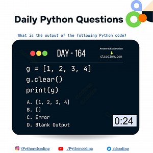 1.5K views · 15 reactions | Python Coding challenge - Day 164 | What is the output of the following Python Code? | Python Coding | Facebook