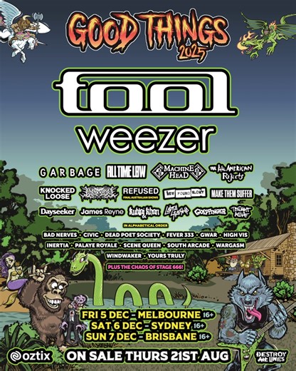 VICARIOUS NO MORE 👁️ Sign Up for Presale ➱ https://goodthingsfest.com/2025 The time has come to experience the truth. YOUR Good Things Festival line-up is here 💥 🦄 Beyond mere tales of fable and fantasy, the next chapter of heavy music folklore is already waiting to be told. Good Things returns for 2025, bringing along a stellar roster of international legends, local heroes, and budding dreamweavers ready to create musical magic. Across three Myth Making East Coast dates in December 📍 Fri 5t