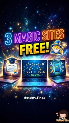 "🎓🔥 3 FREE Websites = CERTIFICATES + Math Solver + DIY Repairs! No Cost, Life-Changing! Save This!"