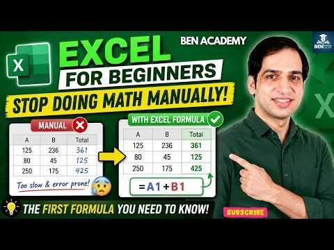 Excel for Beginners: Stop Doing Math Manually! Start Writing Formulas (The Very First Formula)