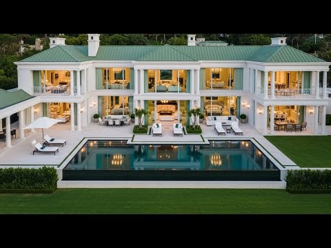 Royal White & Green Luxury Mansion | Double Height, Pool, Library & Furnished Interiors